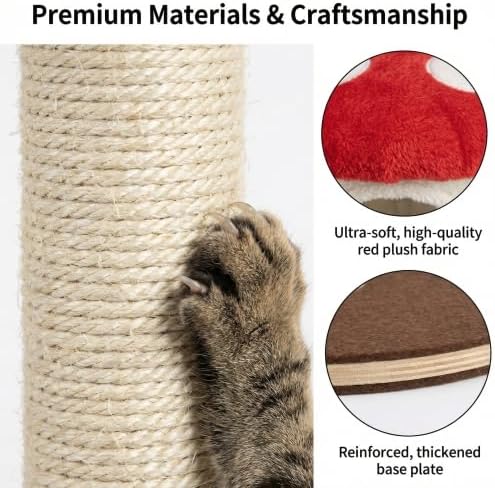Mushroom Cat Tree with Cozy Condo & Scratching Ladder – 59" Multi-Level Play Tower
