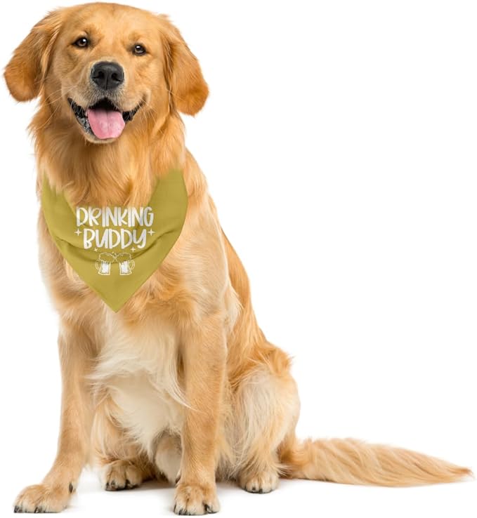 Drinking Buddy Dog Bandana, Drinking Buddy Dog Shirt, Funny Cute Dog Bandana, Gift for Dog Lover, Dog Bandana for Small Medium Dogs, Triangle Bibs Accessories, Dog Scarf (B30)