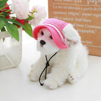 Round Brim Princess Hat Visor Hat Pet Dog Mesh Porous Sun Hat with Ear Holes for Small, Extra Small Dog Teddy, Pug, Chihuahua, Shih Tzu, Yorkshire Terriers, Papillon Pink with bowknit L