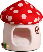 Mushroom Shape Cat House Cow Shape Cats Cave Bed Semi-Enclosed Cave-Style Warm Cat House Pet Nest for Cats Small Dogs
