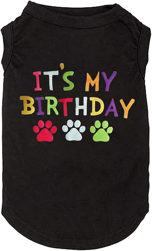 Dog Birthday Gift Clothes Boy Girl Birthday Shirt for Small Large Dog Brithday Vest for Doggy Puppy Clothes (1, 2, Small, Black02)