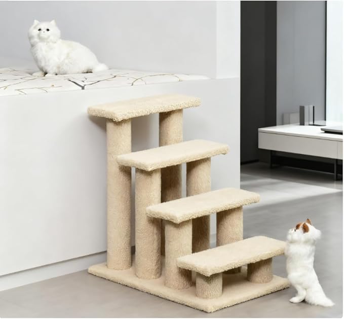 Stylish Cat Tree Tower with Sisal Scratching Posts, Cozy Condo, and Plush Perches for Climbing, Resting, and Play (Cream White + Particle Board)