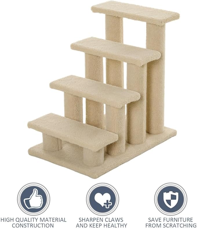 Premium Cat Tree Tower with Scratching Posts, Cozy Condos, and Hammock for Indoor Cats – Stylish Vertical Play Center (Cream White + Particle Board)