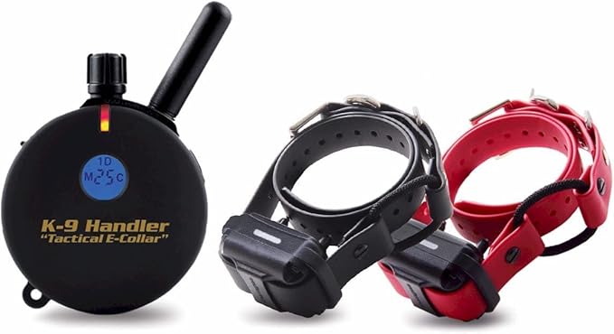 Educator K9-802 Two Dogs K9 Handler Professional E-Collar Training Collar with Remote - Up to 1 Mile Range, Waterproof, Rechargeable, 100 Stimulation Levels, Vibration, Tone, 33-Inch Bungee Collar