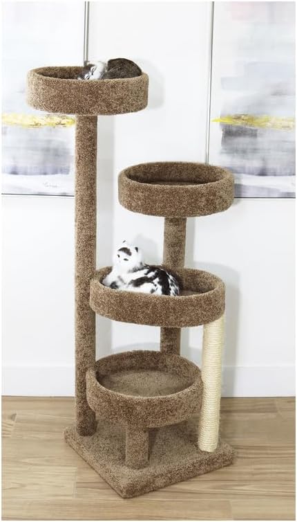 Natural Beauty Stylish Cat Climbing Tree 48" H x 24" W x 18" D Features Multiple Climbing Areas, Durable Scratching Posts, and Comfortable Resting Perches for Active Cats
