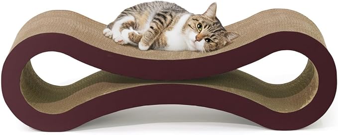 CAPHAUS Infinity Cat Scratcher Lounger, Reversible Scratcher, Large Cat Scratching Pad, Cat Scratching Board, Scratch Pad for Indoor Cats, Brown