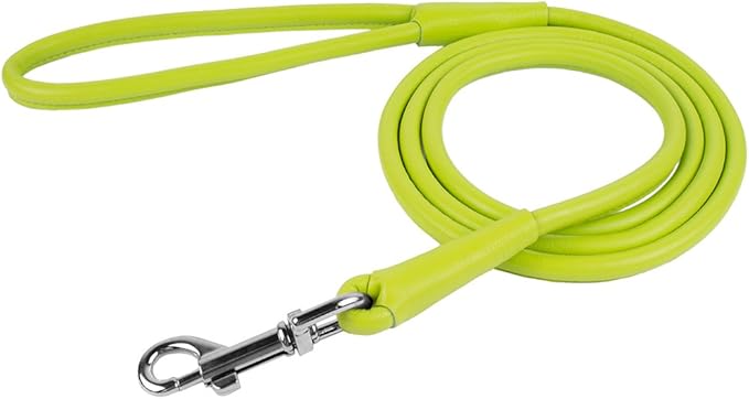 CollarDirect Rolled Leather Dog Leash, 4ft & 6ft, Soft Padded, Small to Large Dogs, Black, Blue, Red, Orange, Green, Brown, Pink, Yellow, Purple, White, Beige