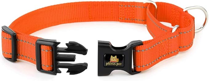 PLUTUS PET Reflective Martingale Collar with Quick Snap Buckle,No Pull Dog Choker Collar for Small Medium Large Dogs,XS,Orange