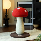Happy & Polly Mushroom Cat Scratcher Toy, Red and White, Floor Mount, Modern Style, for Indoor Climbing (Red, Large)