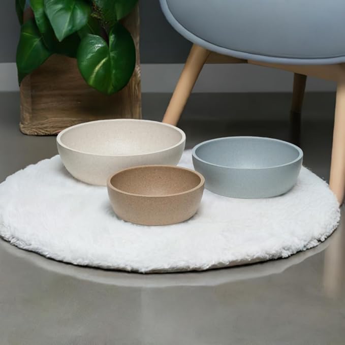Loving Pets - Dolce Bamboo - Eco-Friendly Pet Bowls & Dishes for Dog, Cats, Puppy Food and Water Dish -Sustainable and Dishwasher Safe, Made with Real Bamboo (Small, Slate-Grey)