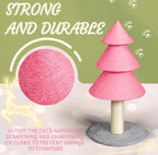 VINGLI 31.5in Christmas Tree Cat Scratcher, Pink Cat Scratching Post for Indoor Cats, Large Sisal Cat Scratching Tree Tower with Soft Fleece Base, Stable Cat Tree for Kittens & Adult Cats