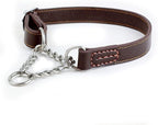 Love Dream Martingale Collars for Dogs, Leather Training Dog Collar, Stainless Steel Chain Anti-Escape No Pull Dog Collar for Medium Large Dogs (S(11.8"-16.9"), Brown)