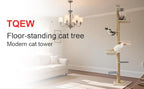 Floor-to-Ceiling Cat Tree Adjustable Height 50-122 Inches 9-Pillar 6-Tier Activity Center with Hammock SisalScratching Posts Plush Perches Multi-Level Climbing & Scratching Cat Furniture