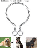 Dog Chain Collars for Large Dogs,Adjustable Flat Silver Metal Dog Collar,Heavy Duty Slip P Link Martingale Collar for Small Medium Large Big Dogs XL