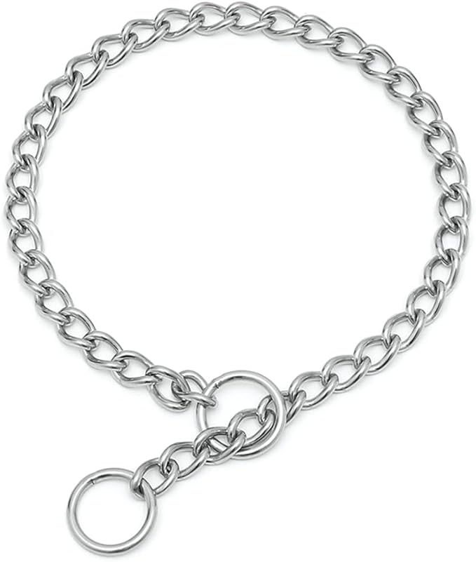 Choker Collar for Large Dogs, Stainless Steel Dog Choke Collar Training Slip Dog Chain Collars Heavy Duty Martingale Collars for Small Medium Large Breed Pets Boys Girls, Silver XL