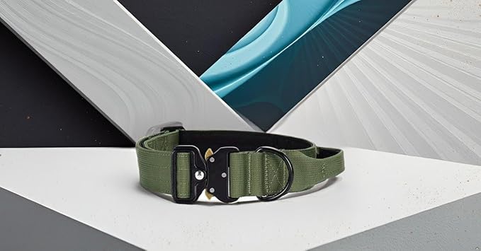 Heavy Duty Tactical Dog Collar – Adjustable Nylon with Metal Buckle, Durable & Comfortable for Medium to Large Dogs (German Shepherd, Labrador, Rottweiler), Orange, Large, for Training & Outdoor Use.