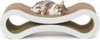 CAPHAUS Infinity Cat Scratcher Lounger, Reversible Scratcher, Large Cat Scratching Pad, Cat Scratching Board, Scratch Pad for Indoor Cats, White