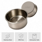 GORILLA GRIP Dog Bowls, Food Grade 304 Stainless Steel, Holds 6 Cups Each (48 fl oz) Food and Water Bowl for Feeding Dogs and Cats, Dishwasher Safe, Rust Resistant, BPA Free Rubber Base Set of 2 Beige
