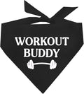 Workout Buddy Dog Bandana | 100% Cotton Adjustable Triangle | Made in USA | Workout | Sports | Gym | Black, One Size (1095)