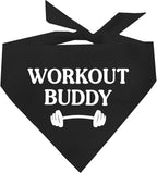 Workout Buddy Dog Bandana | 100% Cotton Adjustable Triangle | Made in USA | Workout | Sports | Gym | Black, X-Small (1095)