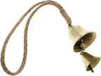 Rustic Brass Hanging Bells for Door Knob Decoration, 13"" Handmade Metal Lucky Home Garden Decor Bell on Rope