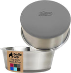 GORILLA GRIP Dog Bowls, Food Grade 304 Stainless Steel, Holds 6 Cups Each (48 fl oz) Food and Water Bowl for Feeding Dogs and Cats, Dishwasher Safe, Rust Resistant, BPA Free Rubber Base Set of 2 Gray