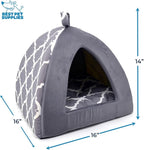 Best Pet Supplies Cat Bed for Indoor Cat, Domed Tent House with Removable Pillow, Covered Cat Cave for Small Dog, Puppies and All Breeds of Cats - Gray Lattice, 19 x 19 x H:19"