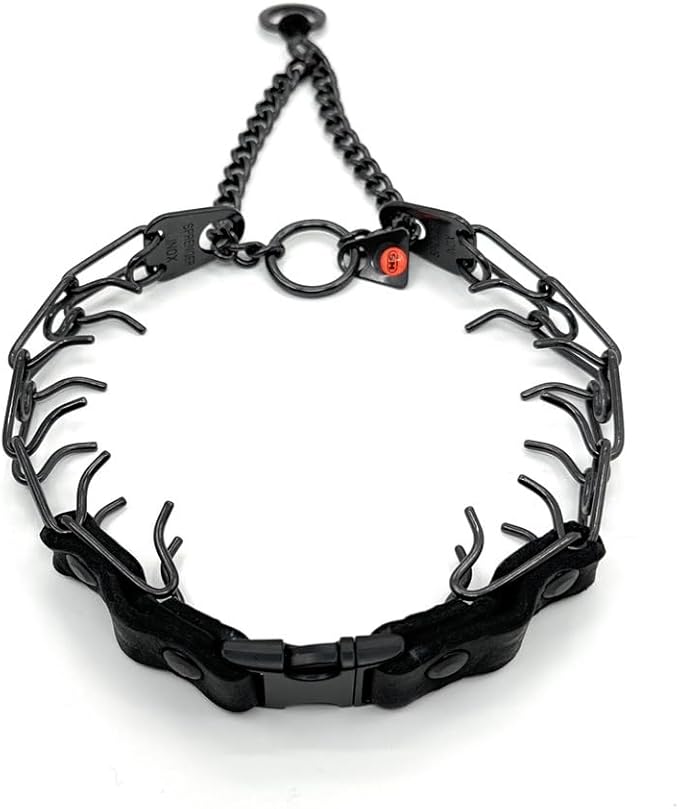 Herm Sprenger Prong Collar for Dogs Training - 2.25mm Prongs for Small Dogs with 14-19" Neck - Quick Release Buckle & Swivel Ring for Easy Use - Made of Durable Black Stainless Steel in Germany