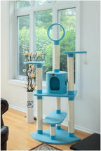 Maykoosh Cat Tree 65 Inch Multi-Level Tower with Scratching Posts & Condo - Sky Blue