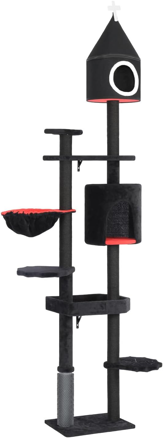 NUNU LAB 88'' H Tall Gothic Cat Tree, Cat Condo, Cat Tower