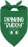 Drinking Buddy Dog Bandana, Funny Cute Dog Bandana, Pet Dog Triangle Scarf, Dog Bandana for Small Medium Large Dogs, Green Dog Bandana, Gift for Dog Lover, St. Patrick's Day Dog Bandana (A30)