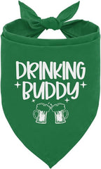 Drinking Buddy Dog Bandana, Funny Cute Dog Bandana, Pet Dog Triangle Scarf, Dog Bandana for Small Medium Large Dogs, Green Dog Bandana, Gift for Dog Lover, St. Patrick's Day Dog Bandana (A30)