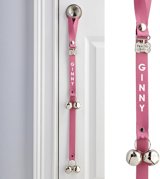 Personalized with Your Dog's Name PoochieBells for Dog Potty Training Bell, Quick & Easy Puppy Potty Training Method Included, Handcrafted in USA w/Loud, Paw-Safe Bells