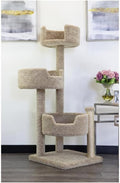 Cat Tree for Large Cats - Solid Wood & Carpet 50" Tall
