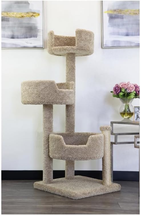 Cat Tree for Large Cats - Solid Wood & Carpet 50" Tall