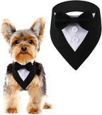 Dog Wedding Bandana, Formal Dog Tuxedo Adjustable Pet Collar with Bow, Small, Medium and Large Wedding Clothing, Birthday Gifts for Dogs (Small, Black)