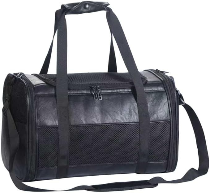 Fashion Dog Carrier Pet Carrier Airline Approved Cat Carrier for Small Dogs Cats Under 15 Lbs, Vegan Leather Collapsible Soft Sided Travel Puppy Carrier