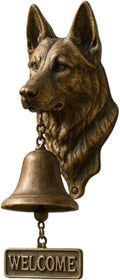 Christmas German Shepherd Welcome Bell – Retro Dog & Witch-Themed Doorbell – Decorative Cast Iron Hanging Bell with Brass Chime – Rustic Farmhouse Wall Décor–Halloween (German Shepherd)