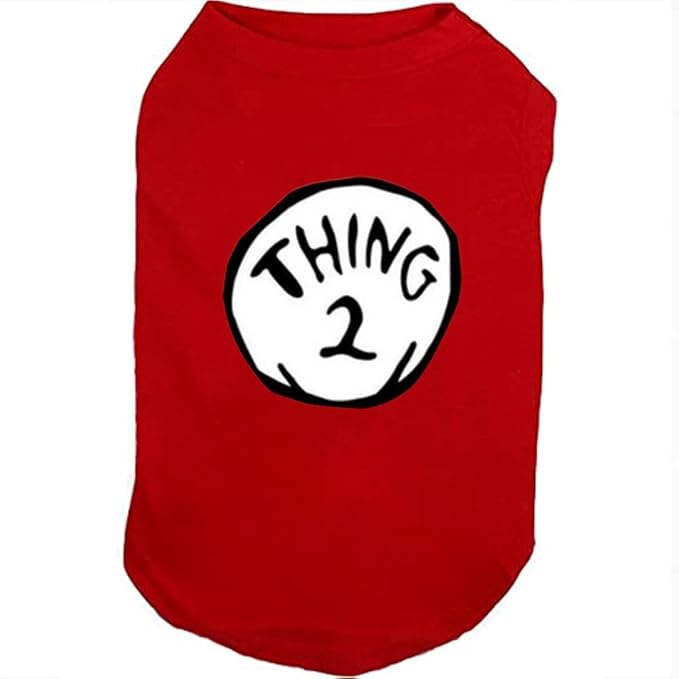 Dog Shirts for Pet Clothes Soft Breathable Puppy Shirts Pop Culture Thing 1 to Thing 9 Printed Pet T-Shirt (RED-2, Medium)