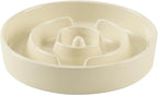 Ceramic 1.2 Cup Slow Feeder Dog Bowl for Medium and Small Breed, 7.3inch Puzzle Dog Food Dish, Anti-Gulping, Stop Bloat, Preventing Choking (Single Bowl-Light Yellow)