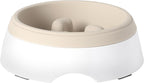 Gibson Home Curious Canines Slow Feeder Dog Bowl, 6.75” Melamine Anti-Gulp Feeding Bowl, Non-Slip, Dishwasher Safe, Taupe