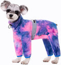 Dog Coats for Small Dogs, Polar Fleece Dog Pajamas Bodysuit, Puppy Onesies Tie Dye Jumpsuits, Dogs Warm Clothes Four-Legged, Doggie Fullbody Winter Jacket Vest