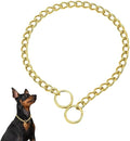 Chain Choke Collar for Dogs, Metal Slip Link Training Heavy Duty Dog Choker Collar Martingale Puppy Collars for XS Small Medium Large Big XL Breed Dogs (Gold, M(Neck Max 18inch) D3.0mm)