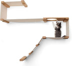 CatastrophiCreations Cat Wall Mounted Play Cat Condo, Bamboo Frame, Modular Design, Sisal Pole, Hammock, 18" and 34" Sections