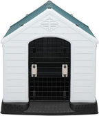 Bonnlo Plastic Dog House, Pet Dog Kennel Water Resistant for Small Medium Sized Dogs with Door, Indoor & Outdoor Use (28" H)
