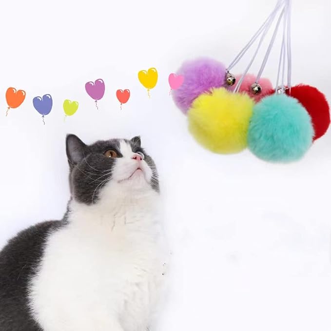 SHENGOCASE 10-Pack Replaceable Cat Dangling Toy with Bell, Cat Scratching Post Tree Tower Replacement Attachment Ball Toy