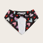 Valentine Dog Tuxedo Bandana with Bow Tie, Adjustable Tuxedo Style Heart Pattern Pet Costume for Dogs, XS to XL