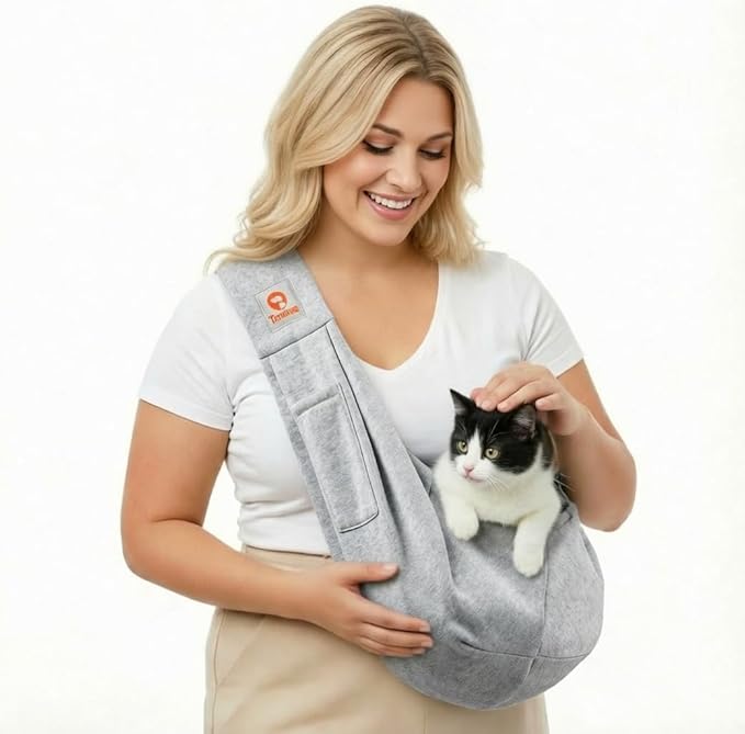 Tomkas Small Dog Sling Carrier - Classic Pocket & Classic Strap- for 3-12 lbs Pets (Gray, M - Classic Pocket & Classic Strap)