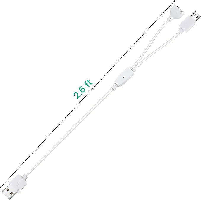 Dog Training Collar Charger Replacement for NVK and for UKE Shock Collar and Remote, 2-in-1 Magnetic Wire and Micro USB Charging Cable, 2.6 ft, White