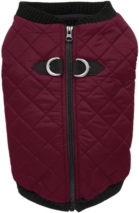 Gooby Fashion Vest Dog Jacket - Purple, X-Small - Warm Zip Up Dog Bomber Vest with Dual D Ring Leash Water Resistant for Small to Medium Dogs